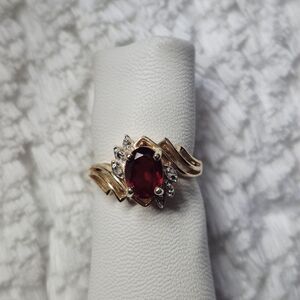 Vintage Gold Vermeil Garnet Accent Ring